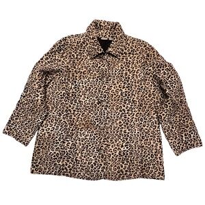 Chico’s‎ Quilted Leopard Print Button Front Classic Jacket Size 16/18